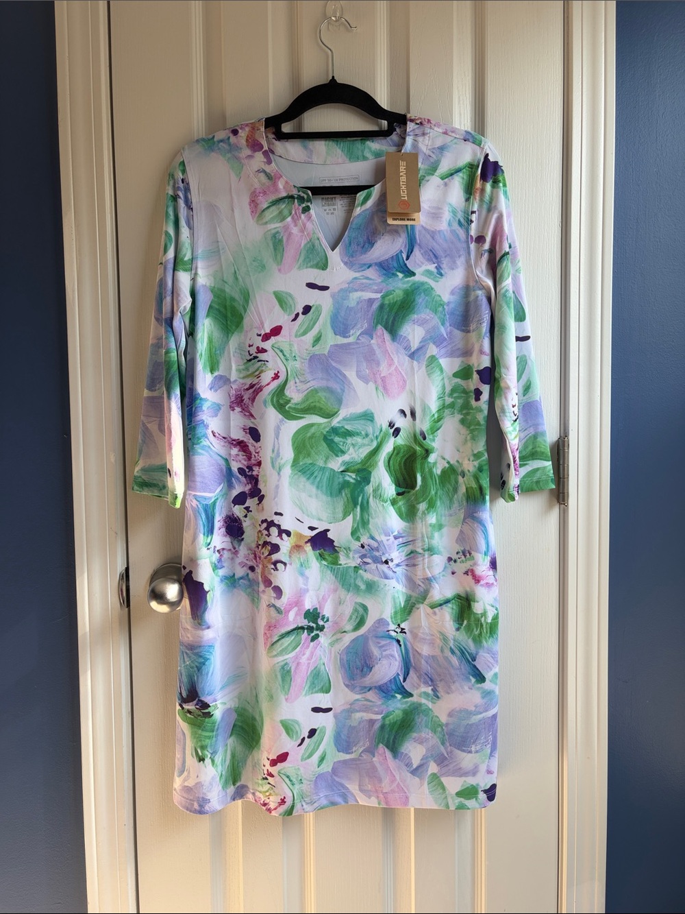 Lightbare UPF 50+ Watercolor Floral Print Dress Size M Beach Hiking Outdoors